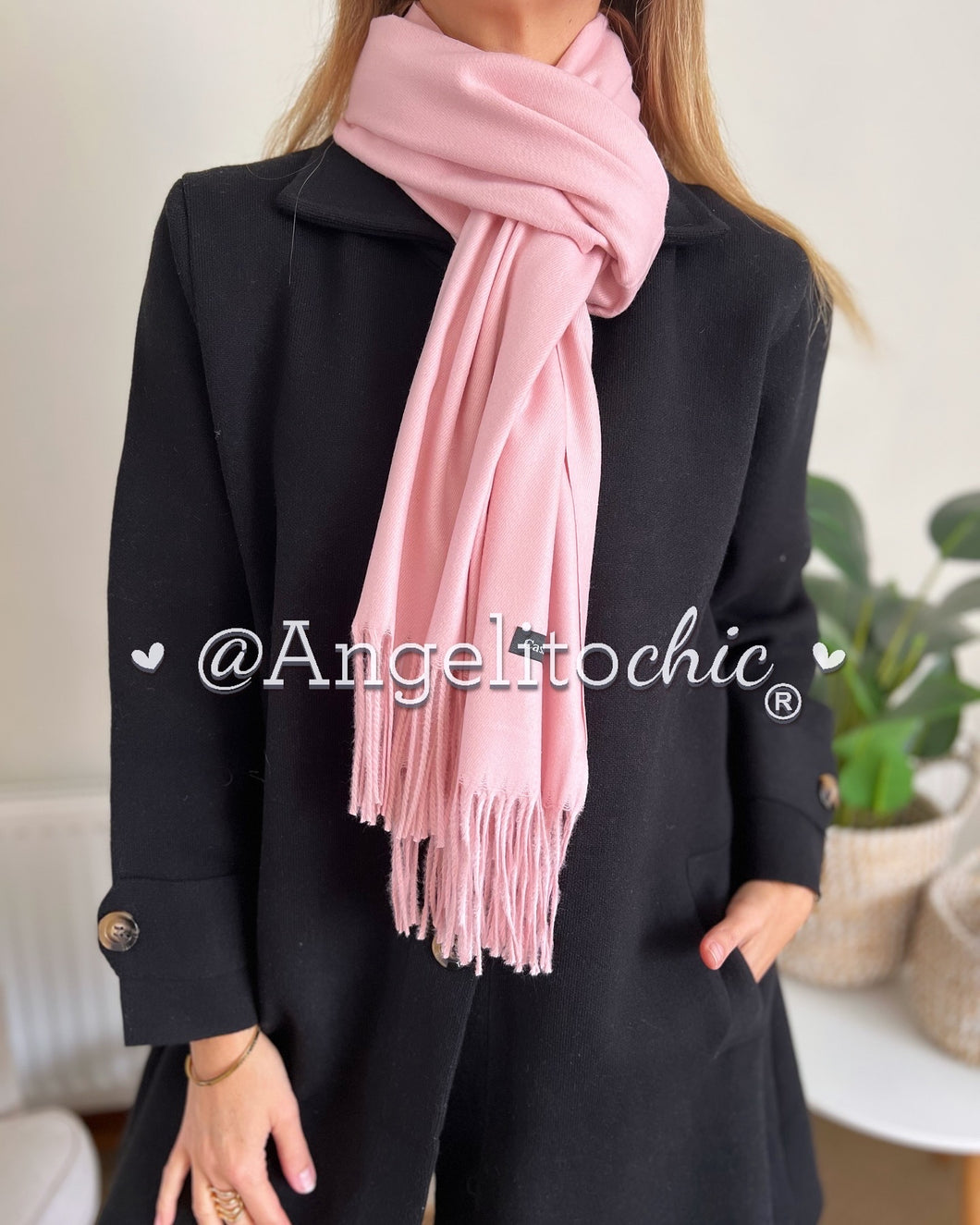 Bufanda cashmere suave rosa bebé