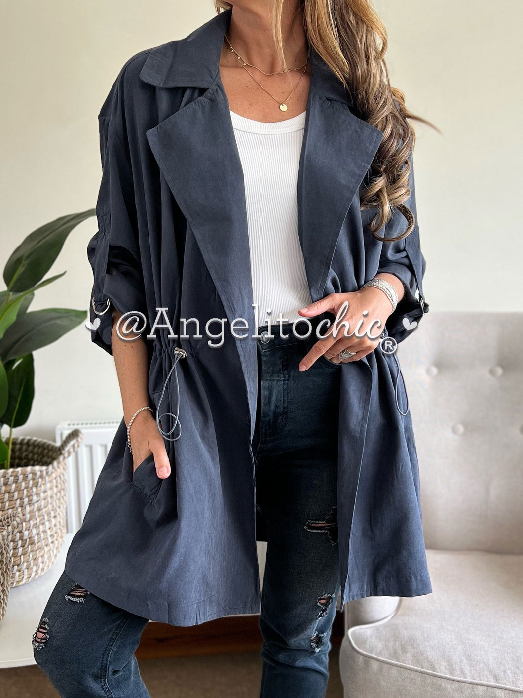 Chaqueta gabardina agamuzada - AngelitoChic